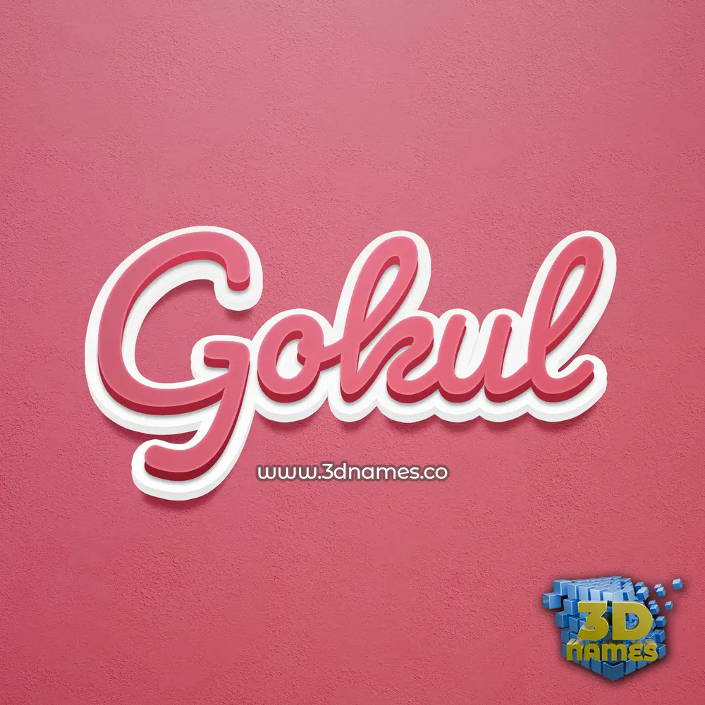 gokul in Red Scribble style - 3D name wallpaper