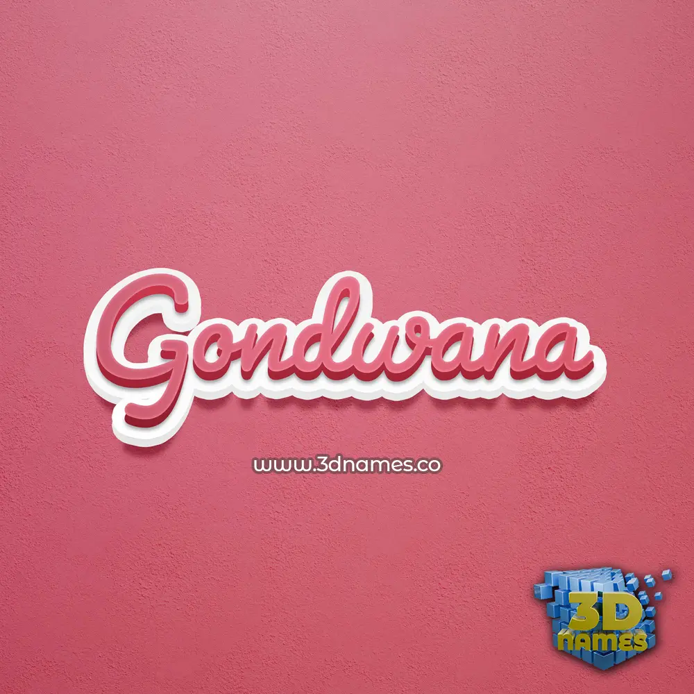 gondwana in Red Scribble style - 3D name wallpaper