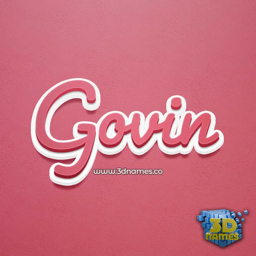 govin in Red Scribble style - 3D name wallpaper