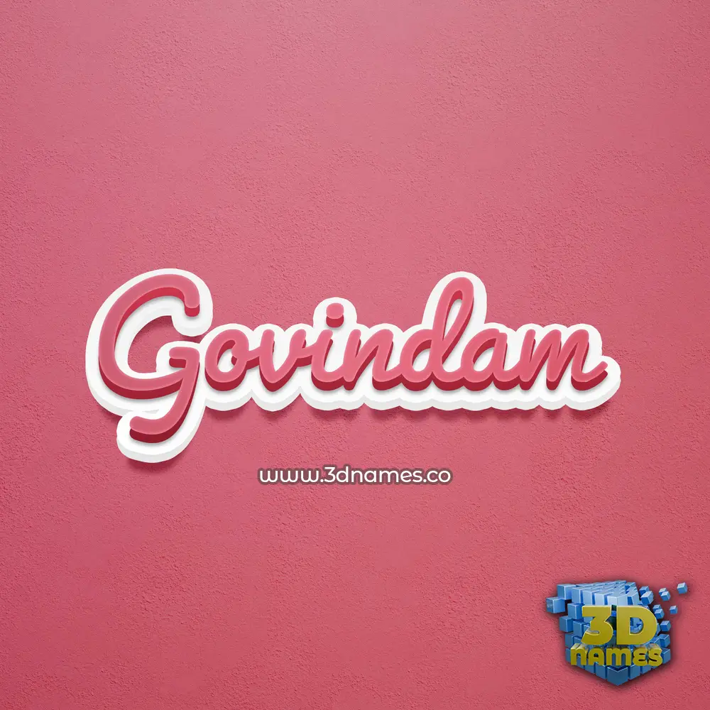 govindam in Red Scribble style - 3D name wallpaper