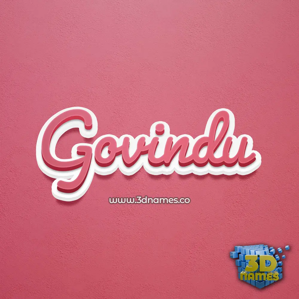 govindu in Red Scribble style - 3D name wallpaper