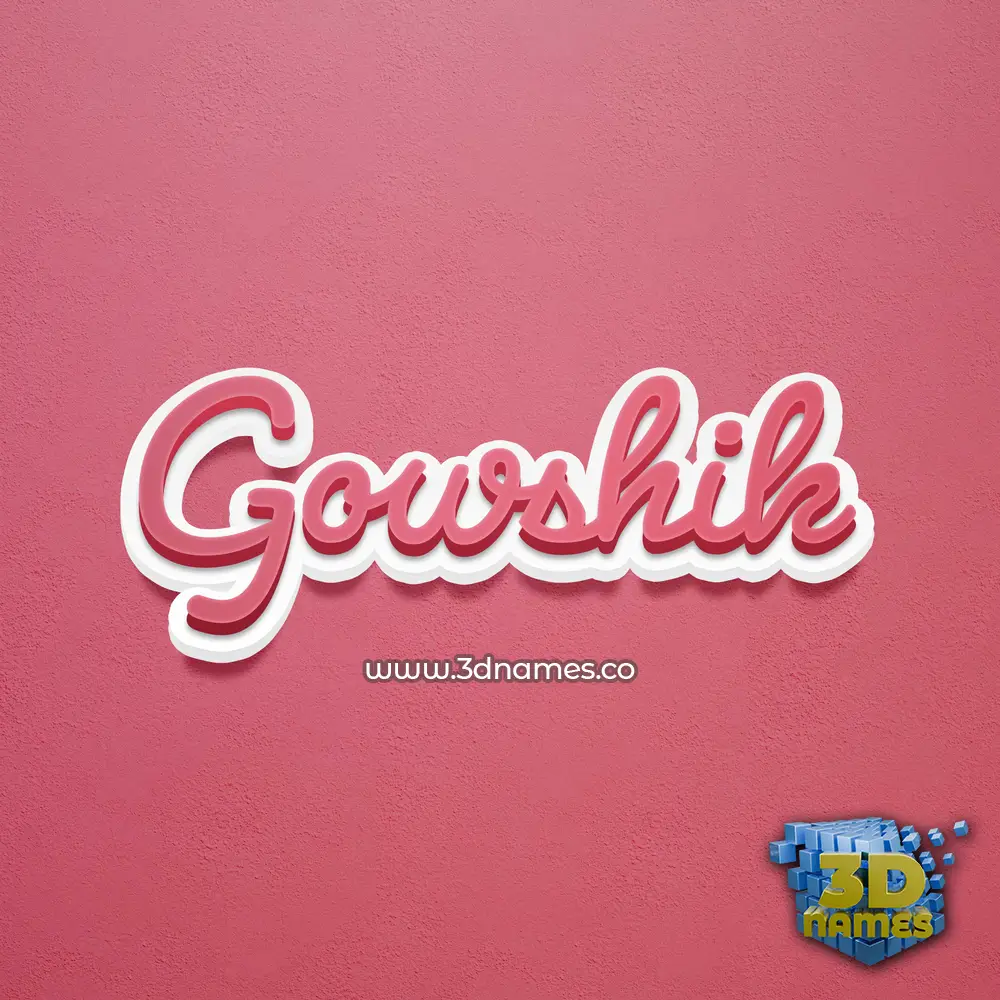 gowshik in Red Scribble style - 3D name wallpaper