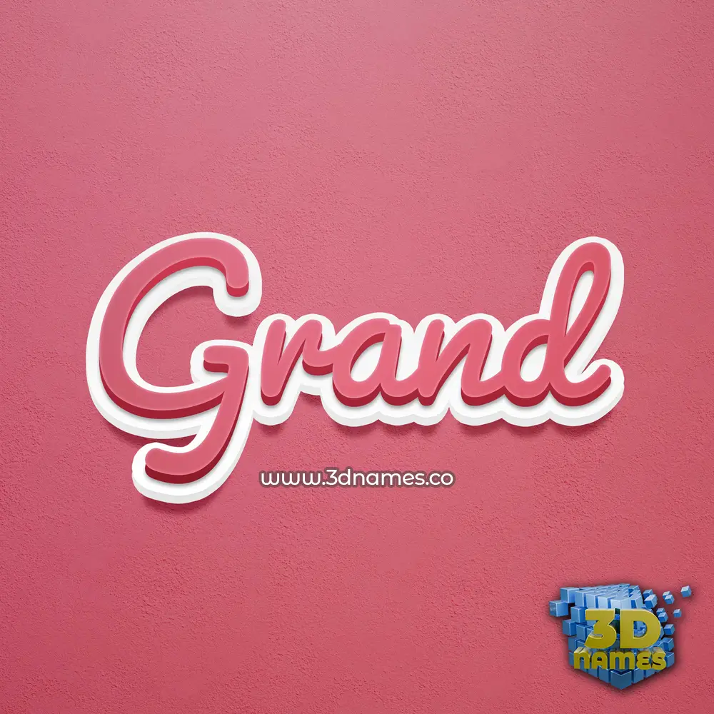 grand in Red Scribble style - 3D name wallpaper