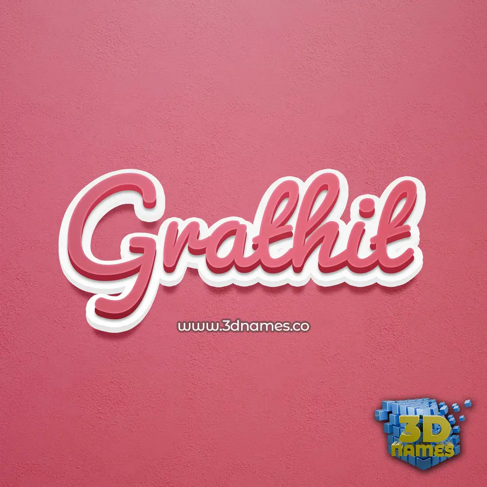 grathit in Red Scribble style - 3D name wallpaper