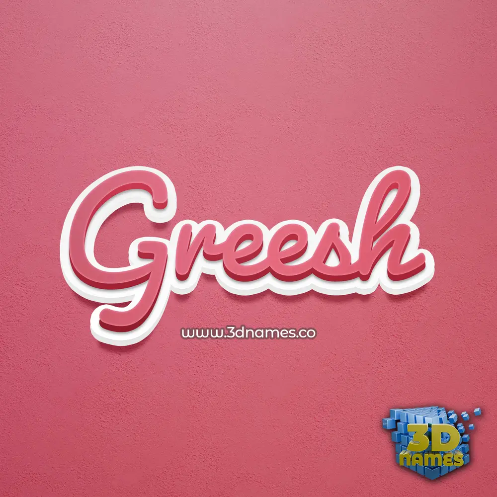 greesh in Red Scribble style - 3D name wallpaper