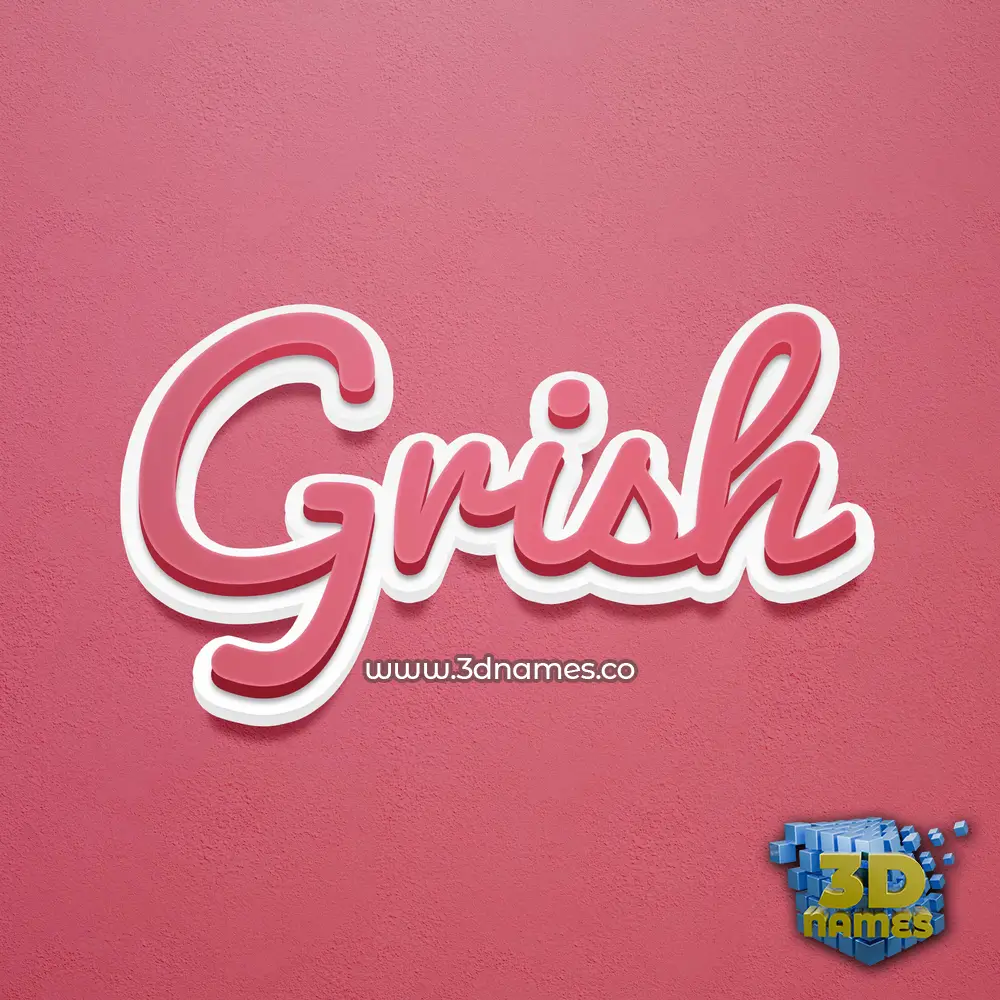 grish in Red Scribble style - 3D name wallpaper