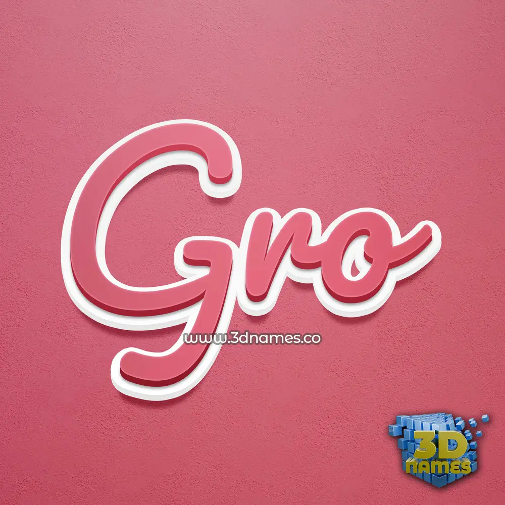gro in Red Scribble style - 3D name wallpaper