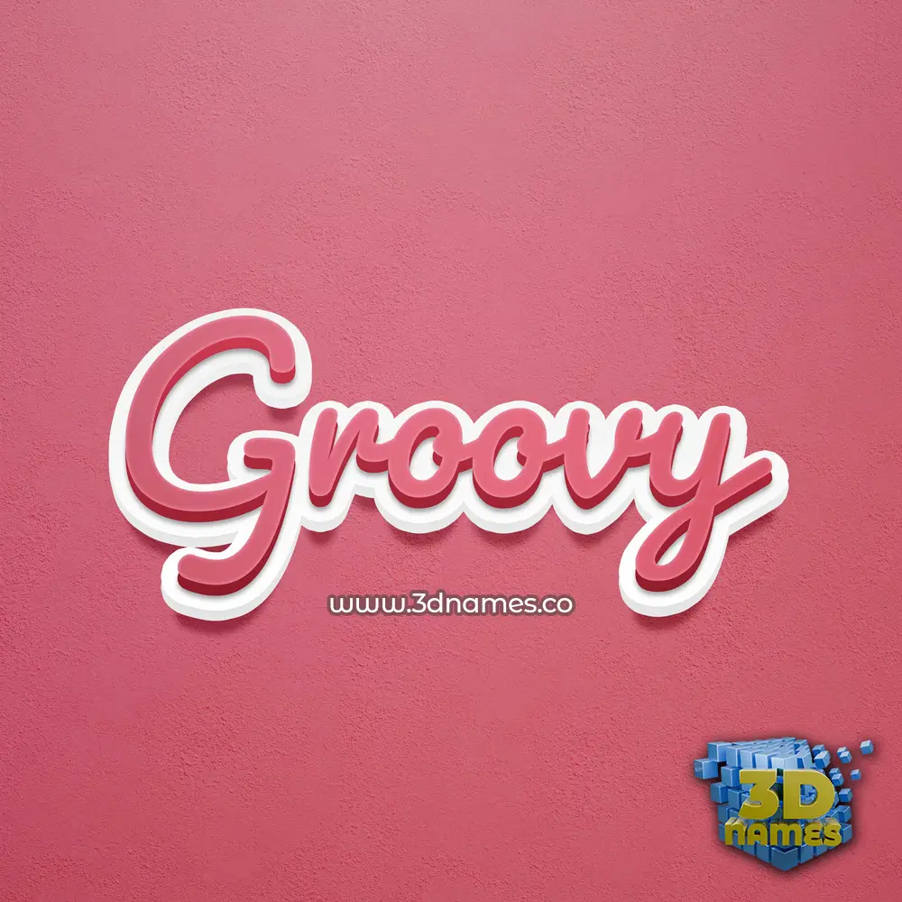 groovy in Red Scribble style - 3D name wallpaper
