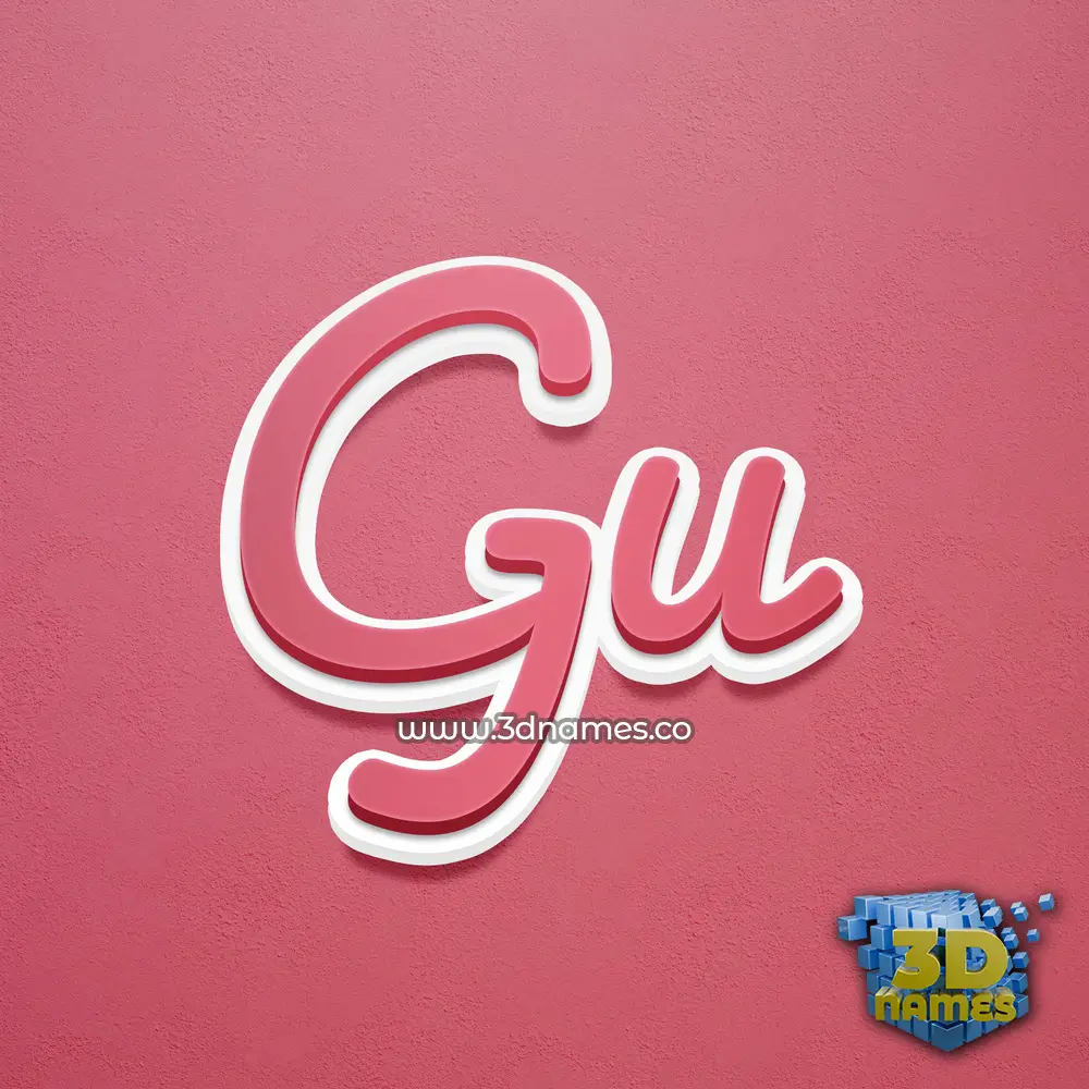 gu in Red Scribble style - 3D name wallpaper