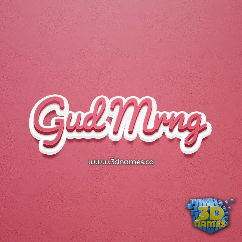gud mrng in Red Scribble style - 3D name wallpaper