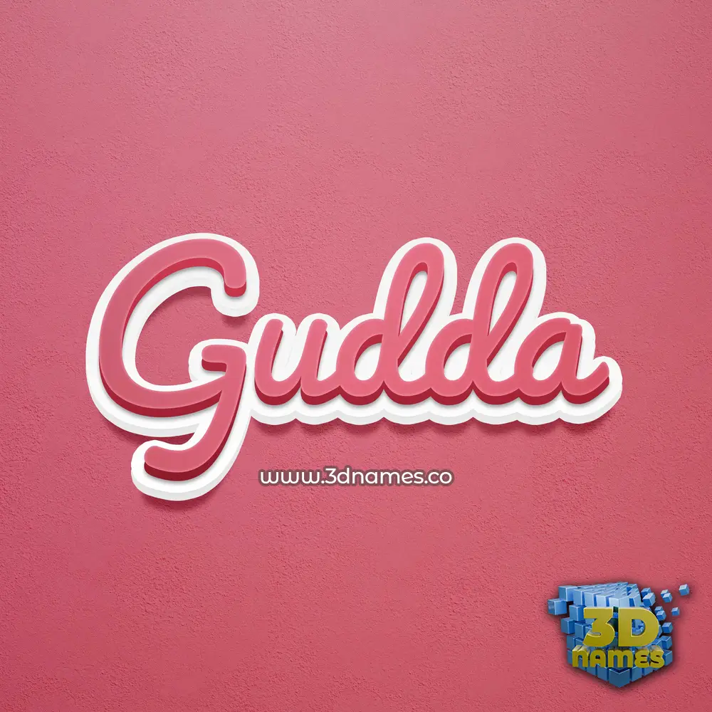 gudda in Red Scribble style - 3D name wallpaper
