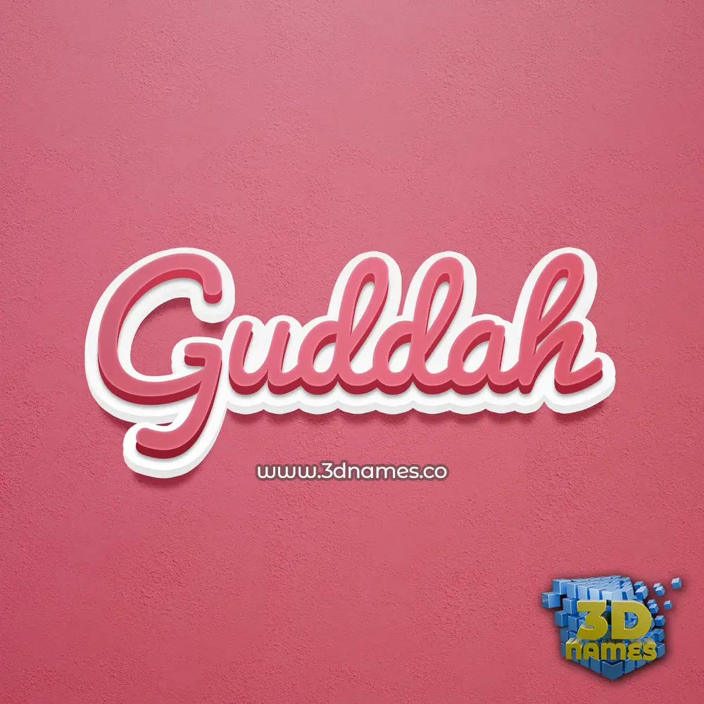 guddah in Red Scribble style - 3D name wallpaper