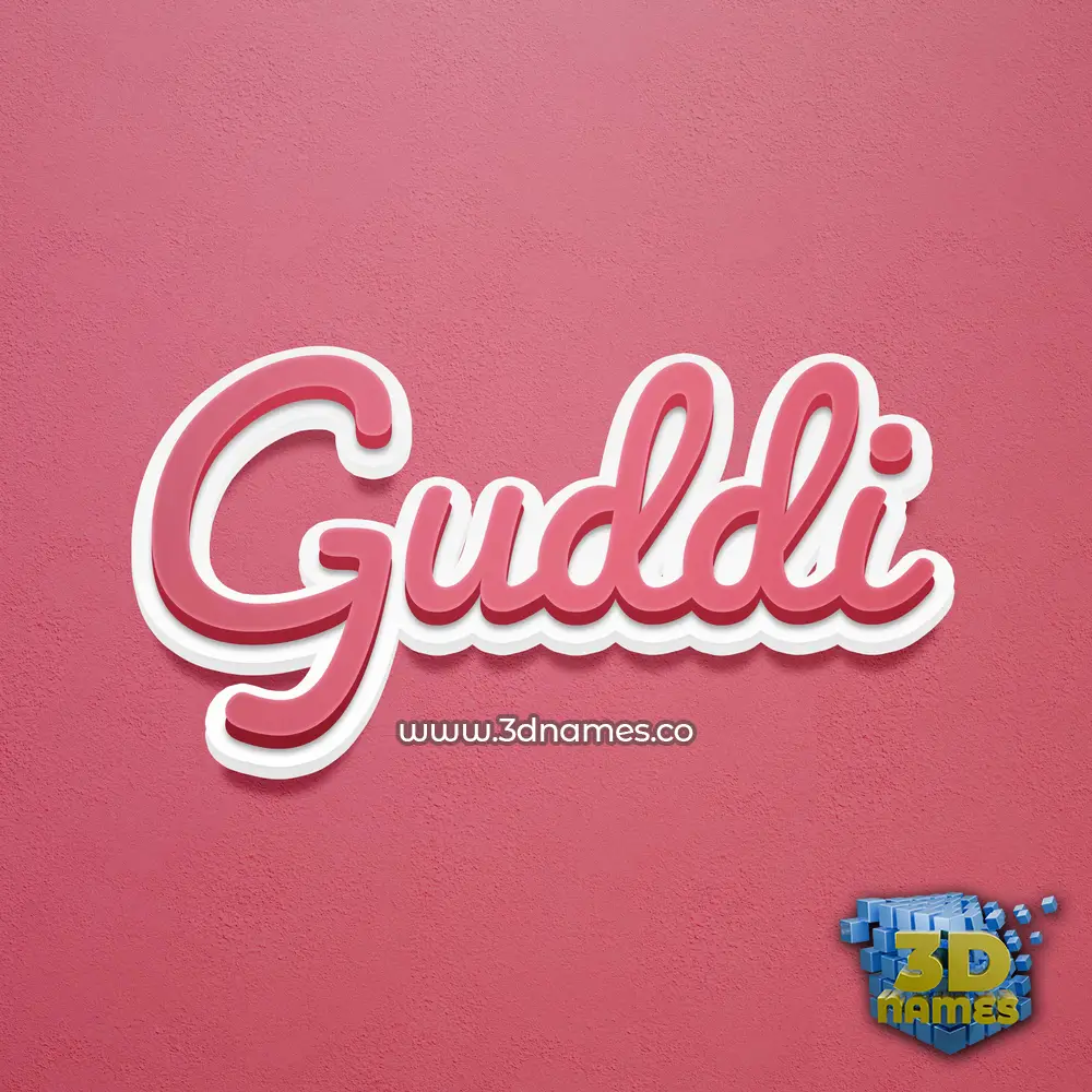 guddi in Red Scribble style - 3D name wallpaper
