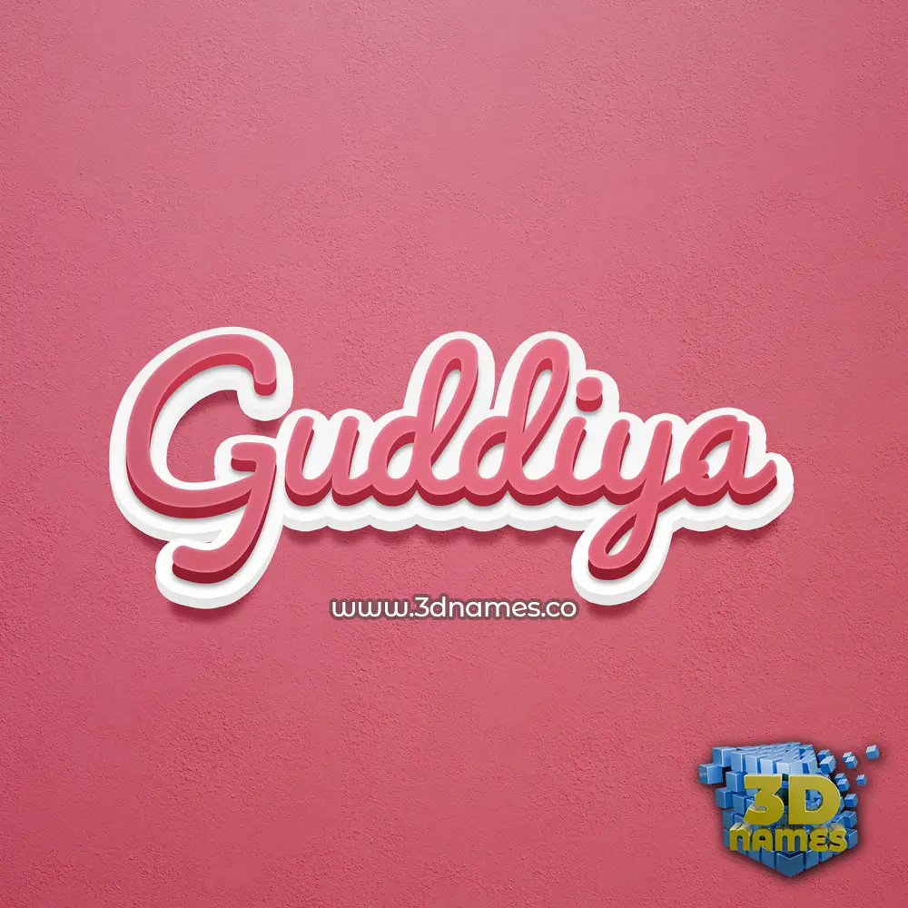 guddiya in Red Scribble style - 3D name wallpaper