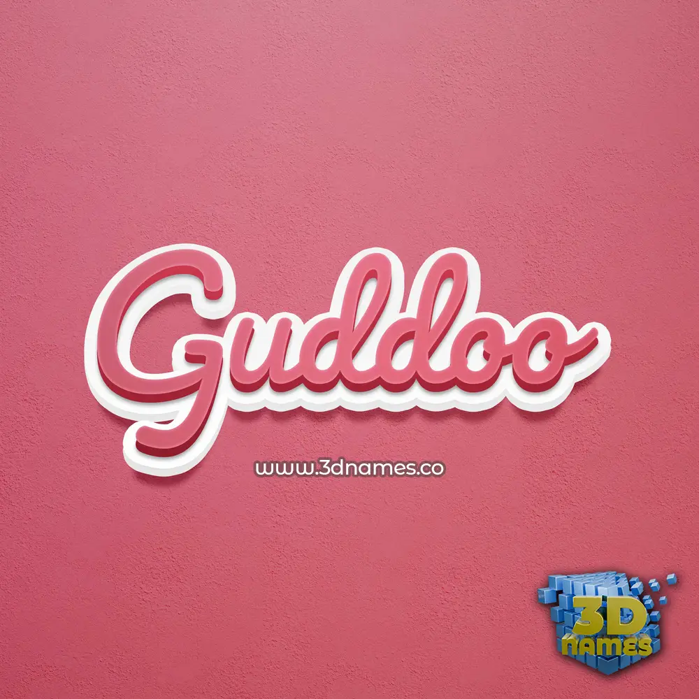 guddoo in Red Scribble style - 3D name wallpaper