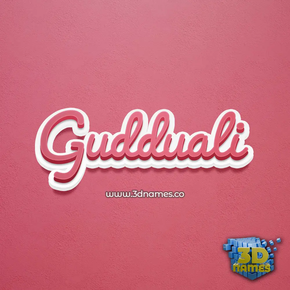 gudduali in Red Scribble style - 3D name wallpaper