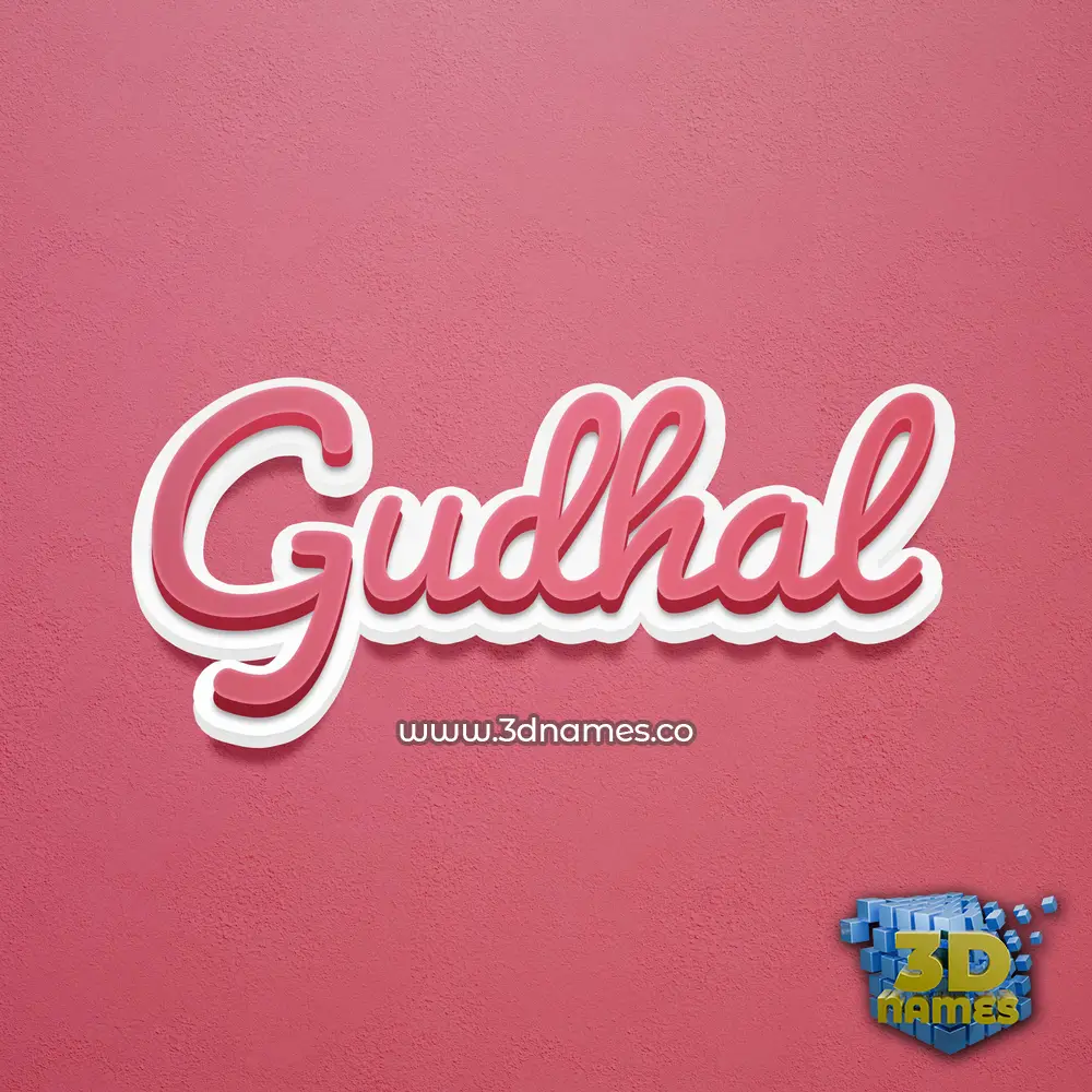 gudhal in Red Scribble style - 3D name wallpaper