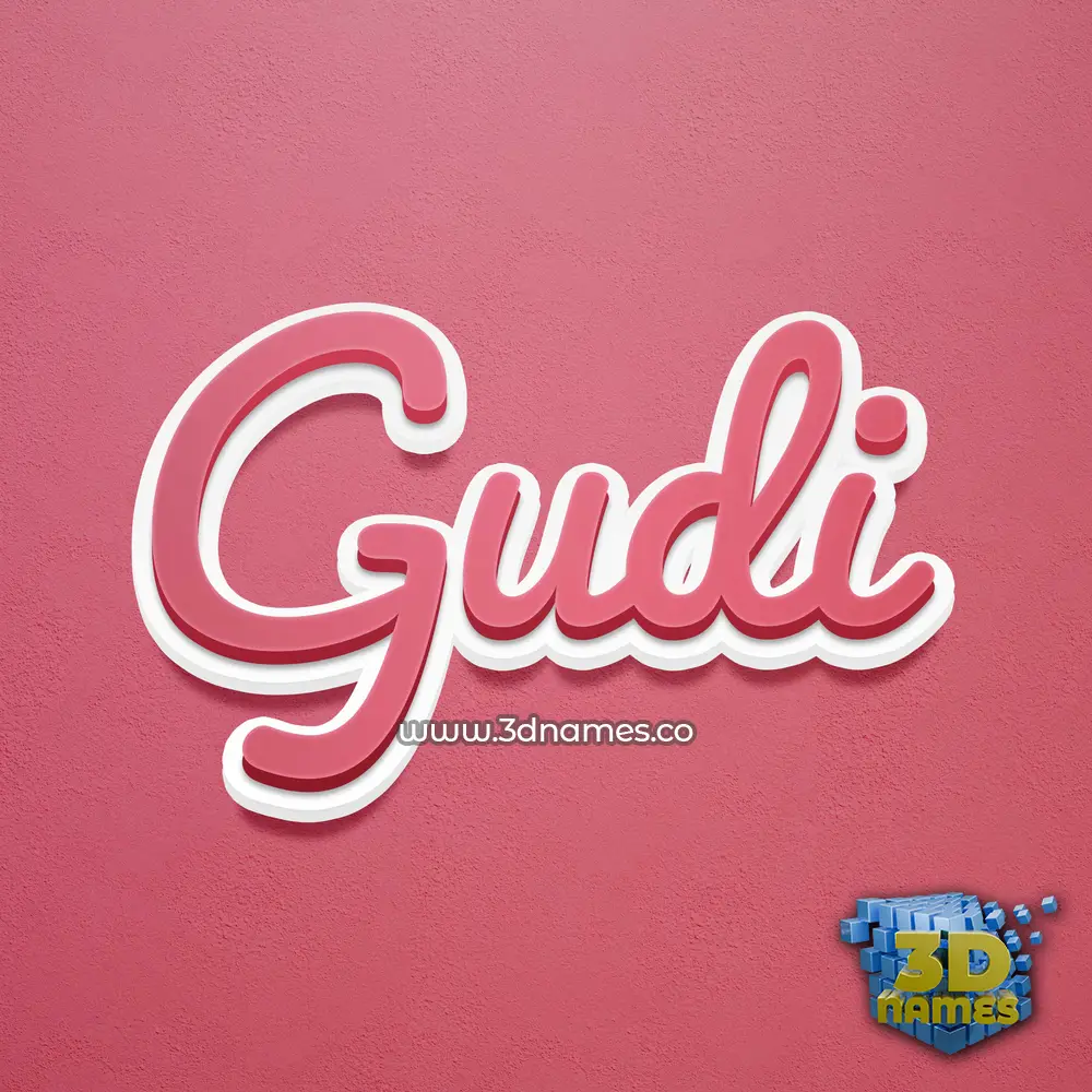 gudi in Red Scribble style - 3D name wallpaper