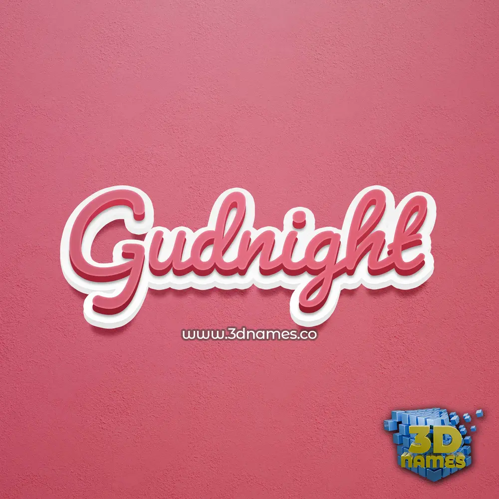 gudnight in Red Scribble style - 3D name wallpaper
