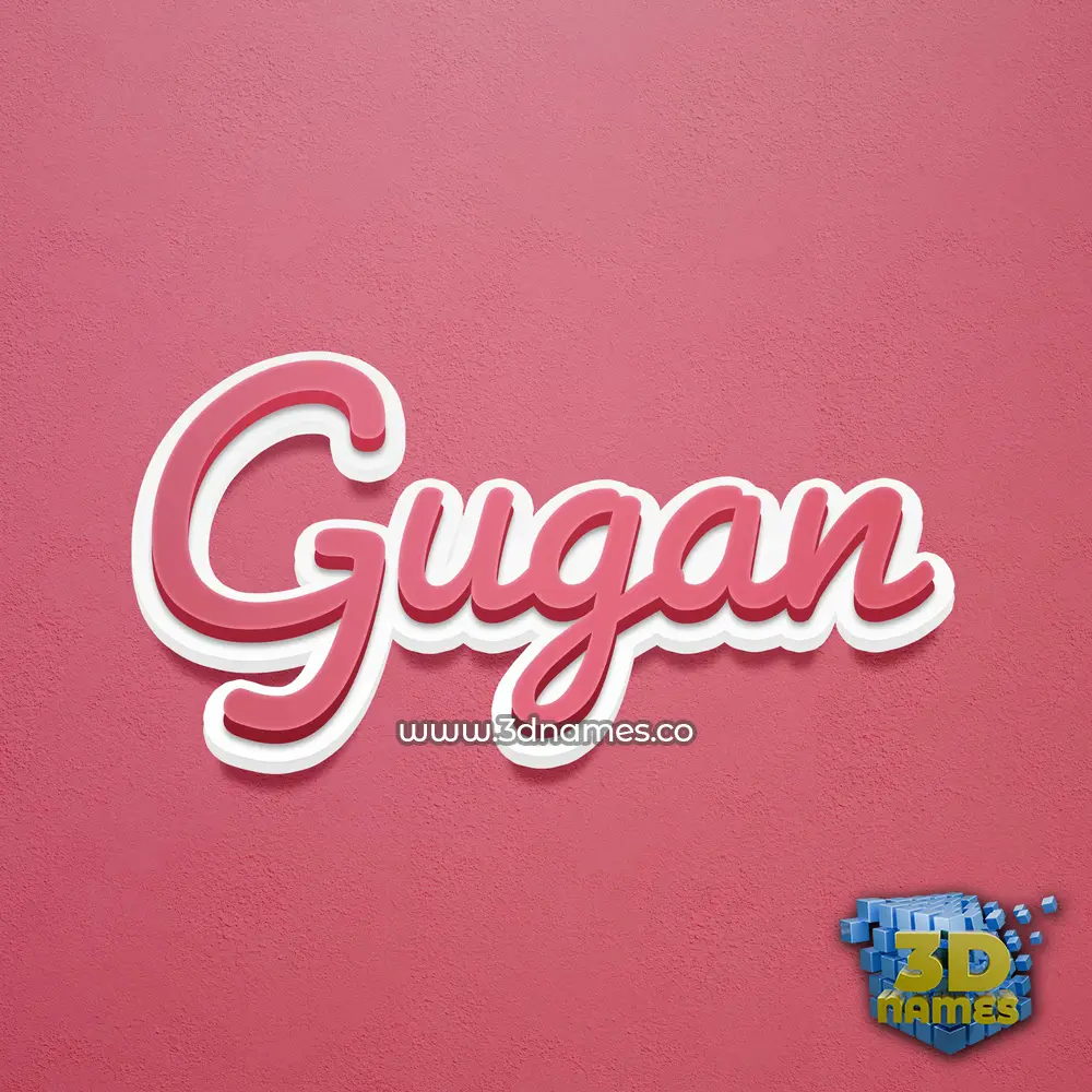 gugan in Red Scribble style - 3D name wallpaper