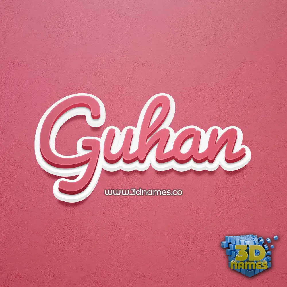guhan in Red Scribble style - 3D name wallpaper