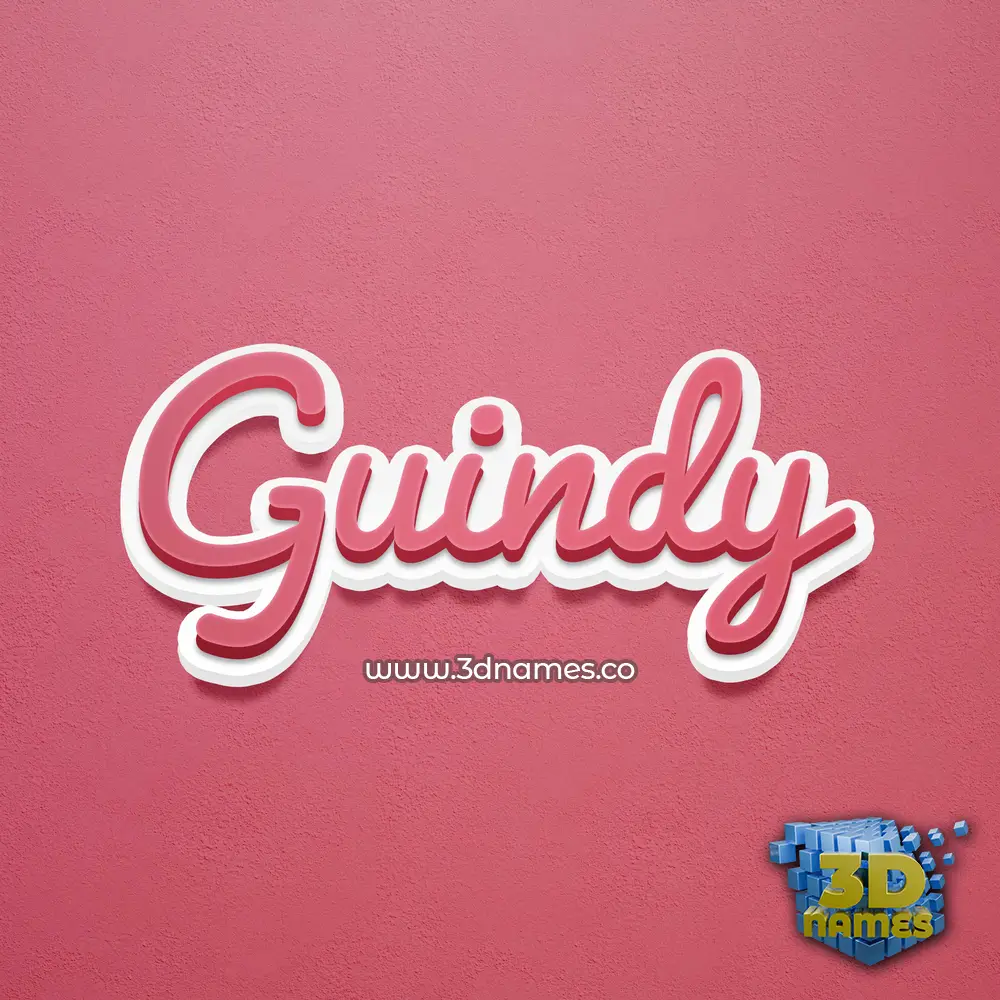 guindy in Red Scribble style - 3D name wallpaper