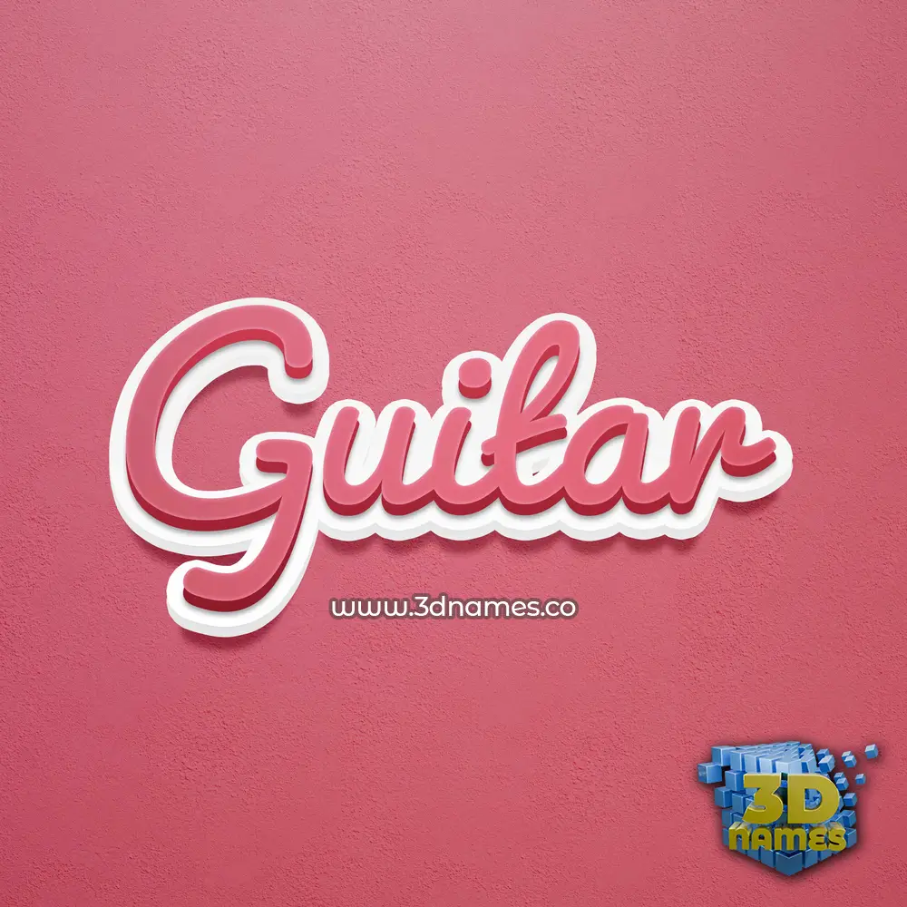 guitar in Red Scribble style - 3D name wallpaper