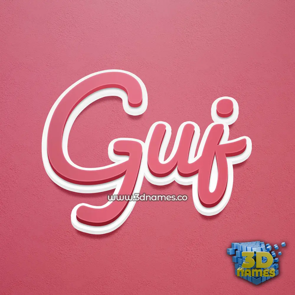guj in Red Scribble style - 3D name wallpaper