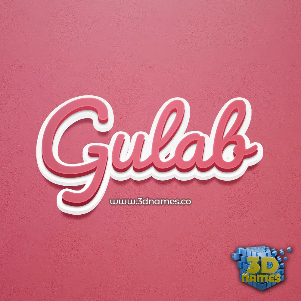 gulab in Red Scribble style - 3D name wallpaper