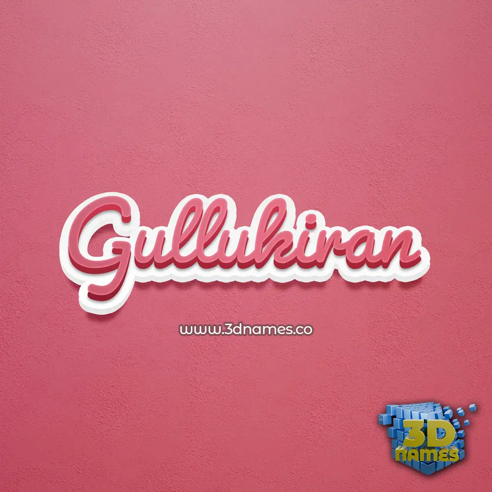 gullukiran in Red Scribble style - 3D name wallpaper