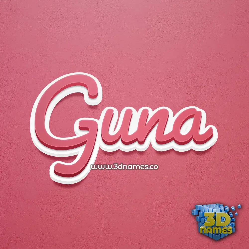 guna in Red Scribble style - 3D name wallpaper