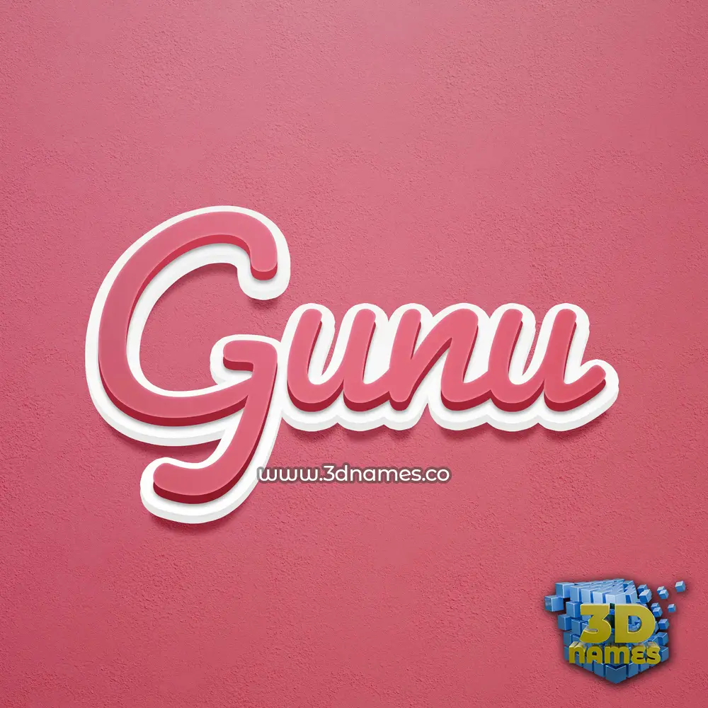 gunu in Red Scribble style - 3D name wallpaper