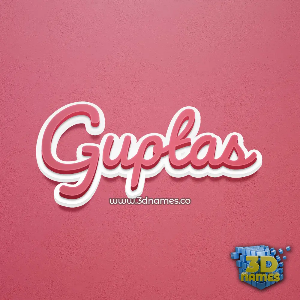 guptas in Red Scribble style - 3D name wallpaper
