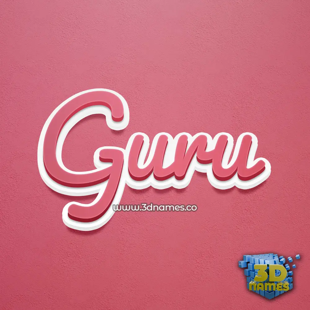 guru in Red Scribble style - 3D name wallpaper