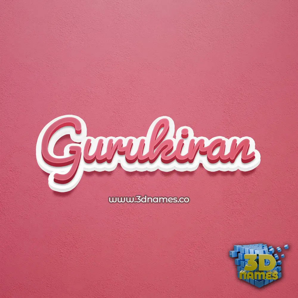 gurukiran in Red Scribble style - 3D name wallpaper