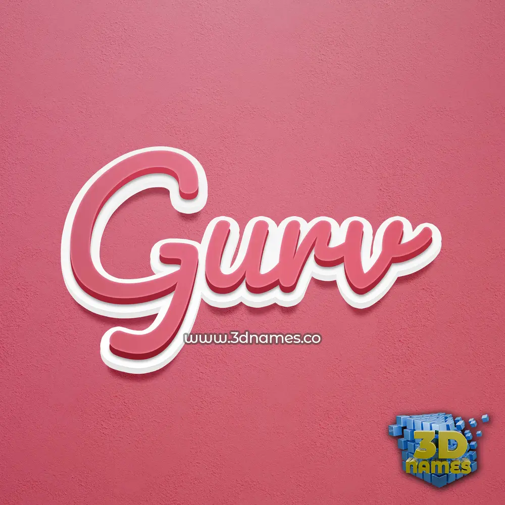 gurv in Red Scribble style - 3D name wallpaper