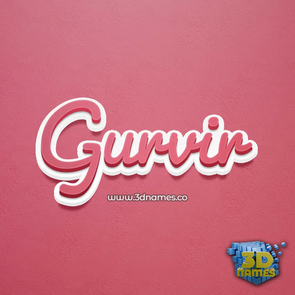gurvir in Red Scribble style - 3D name wallpaper