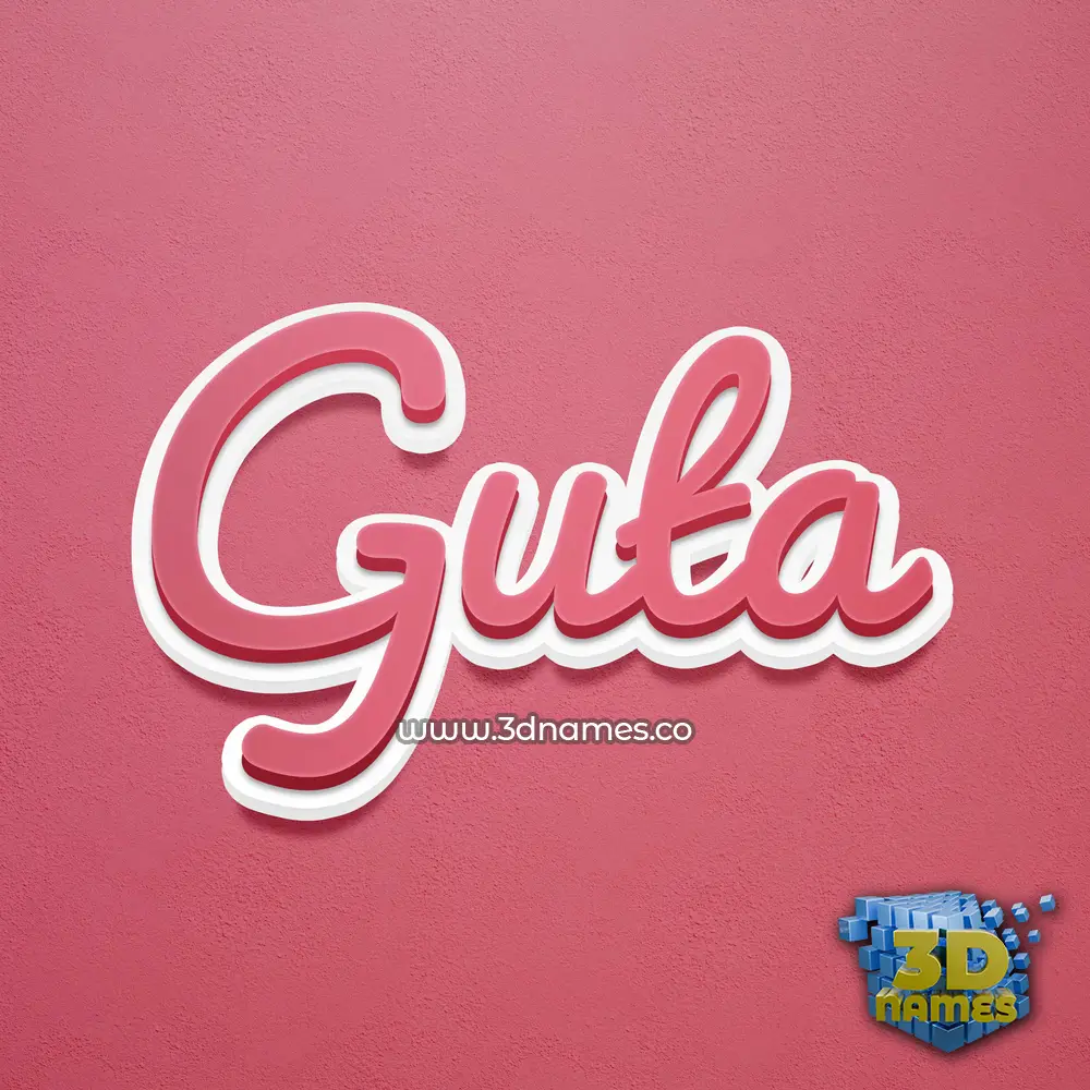 guta in Red Scribble style - 3D name wallpaper