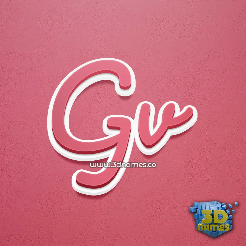 gv in Red Scribble style - 3D name wallpaper