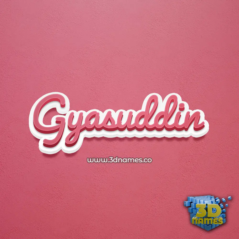 gyasuddin in Red Scribble style - 3D name wallpaper