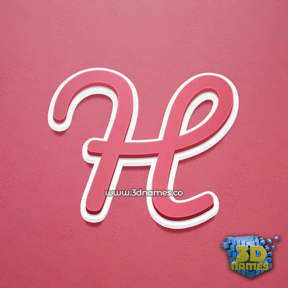h in Red Scribble style - 3D name wallpaper