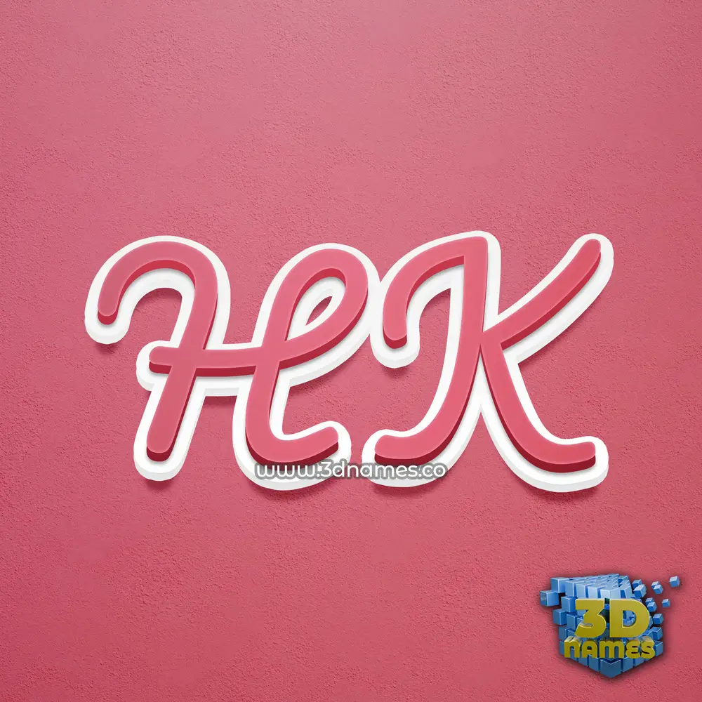h k in Red Scribble style - 3D name wallpaper