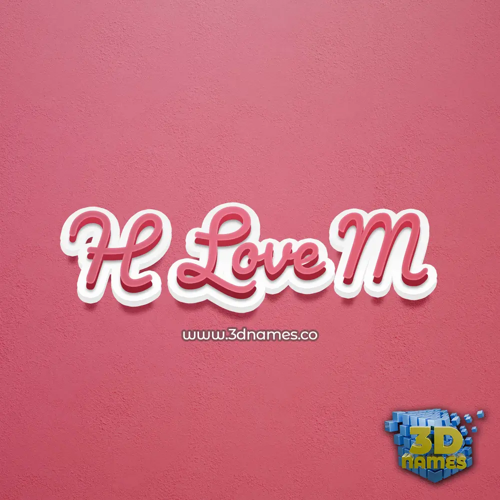 h love m in Red Scribble style - 3D name wallpaper