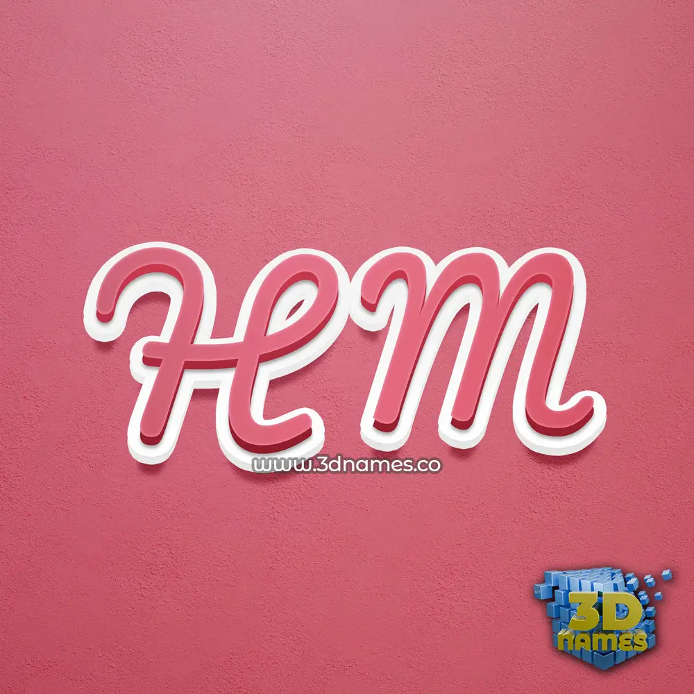 h m in Red Scribble style - 3D name wallpaper