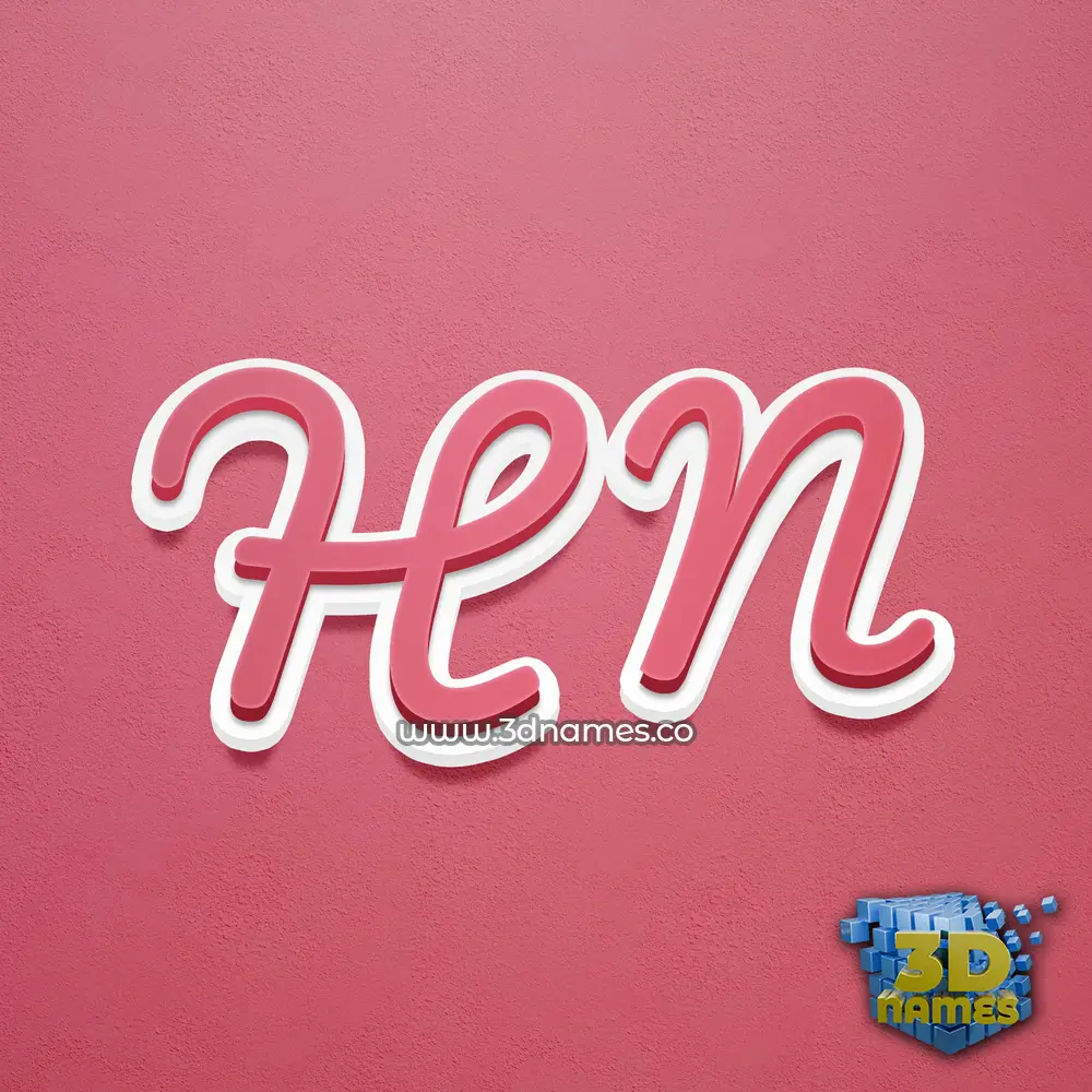 h n in Red Scribble style - 3D name wallpaper