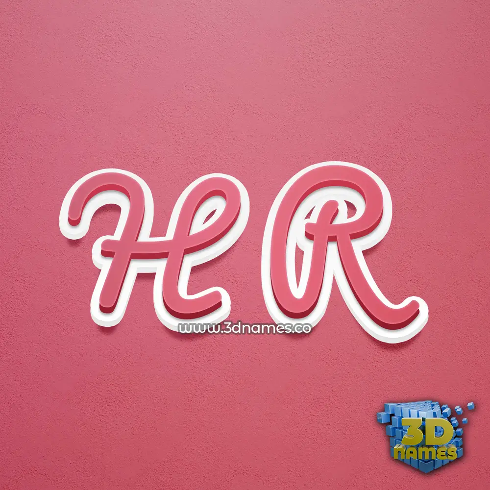 h r in Red Scribble style - 3D name wallpaper