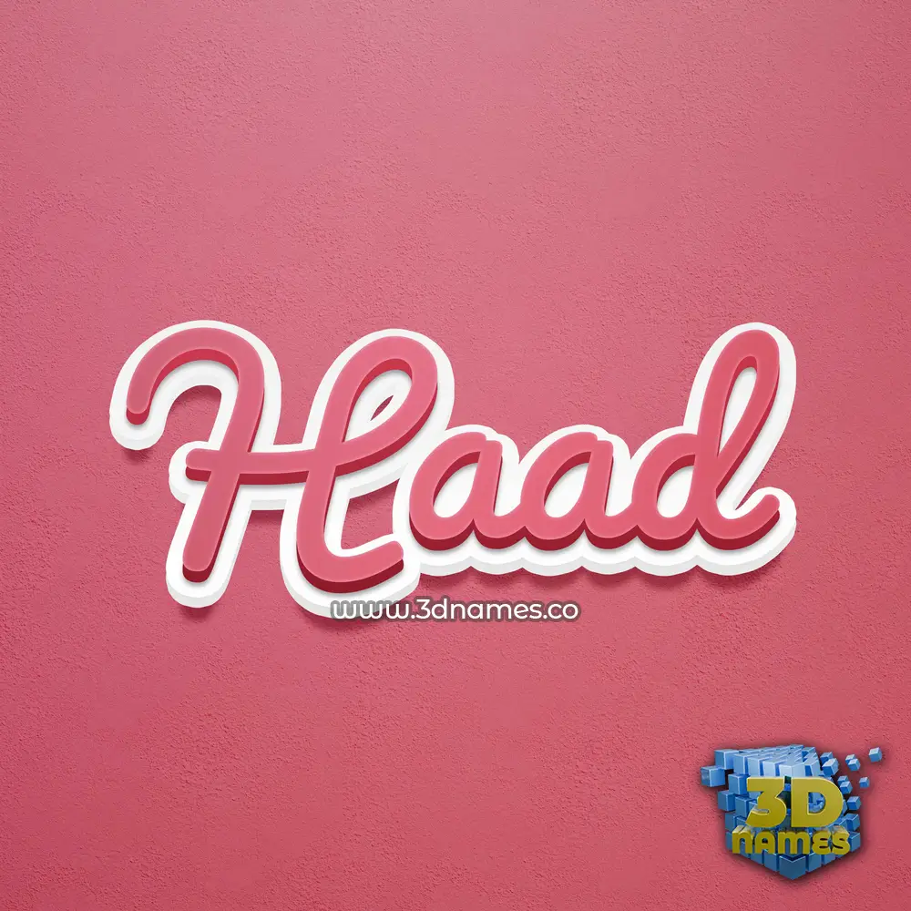 haad in Red Scribble style - 3D name wallpaper