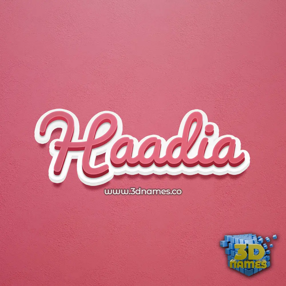 haadia in Red Scribble style - 3D name wallpaper