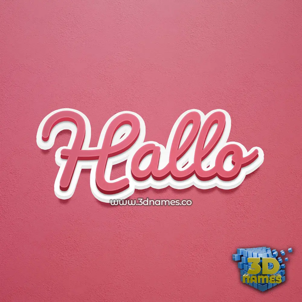 hallo in Red Scribble style - 3D name wallpaper