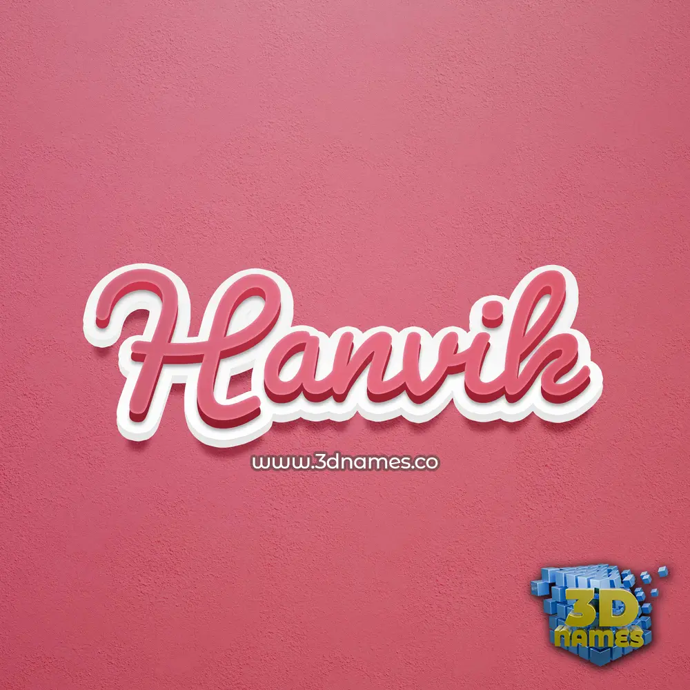 hanvik in Red Scribble style - 3D name wallpaper